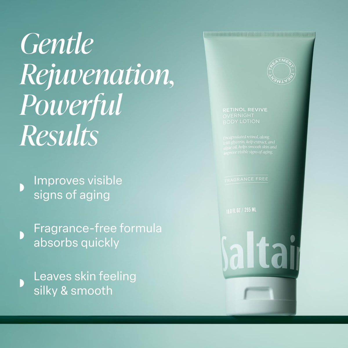 Saltair lotion texture close-up demonstrating silky absorbent cream for smooth skin