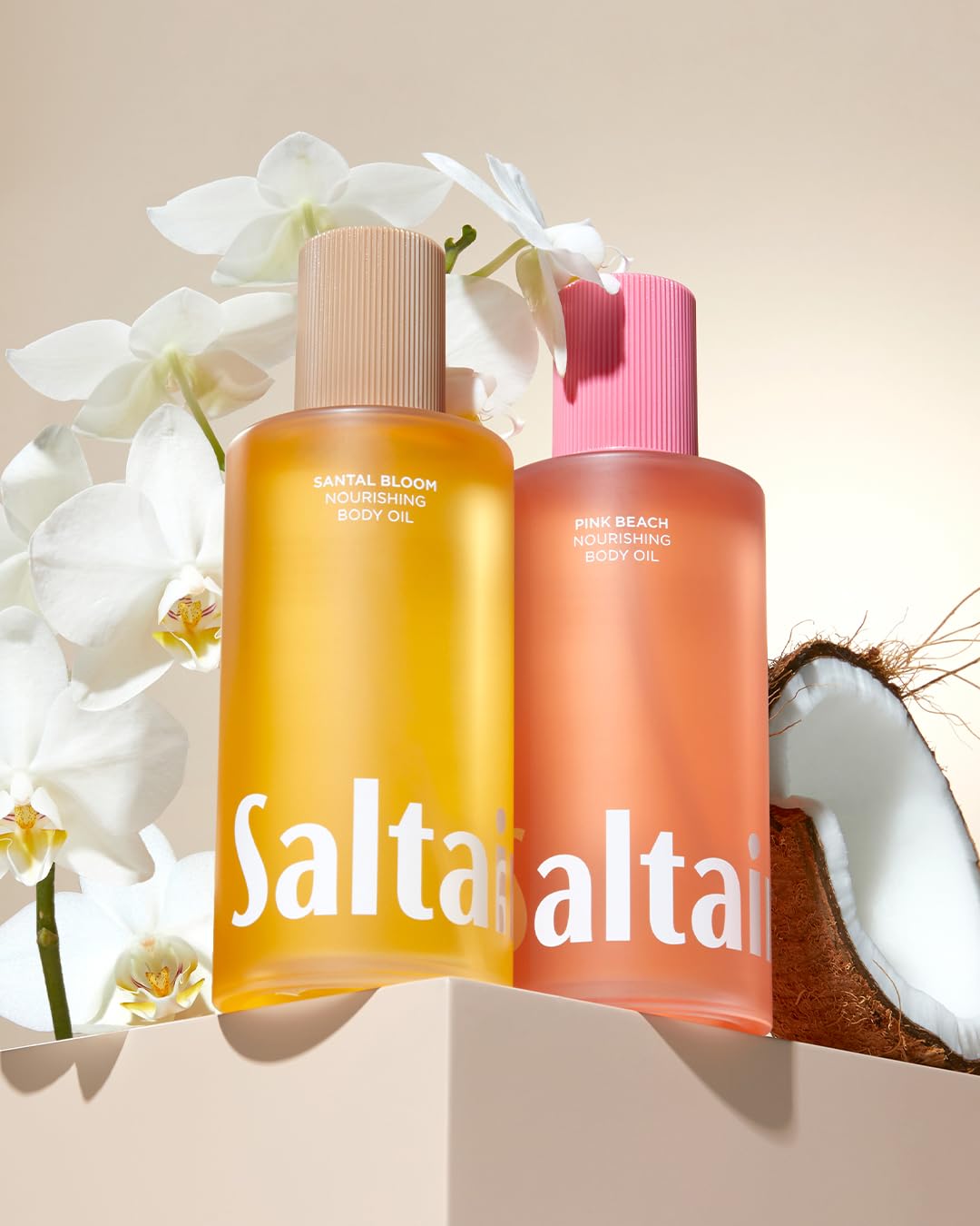 Saltair application on legs after shower demonstrating hydrated non-greasy skin