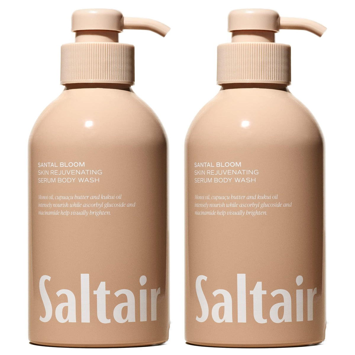 Saltair front packaging showing two Santal Bloom bottles and benefits