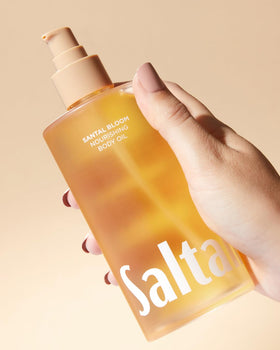 Saltair ingredients label close-up highlighting botanical oils and clean formulation