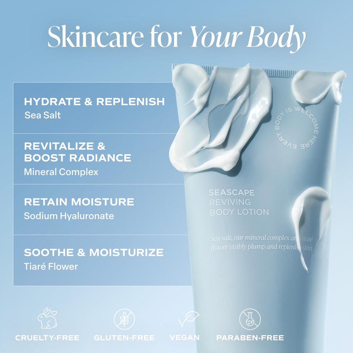 Saltair applying lotion to forearm demonstrating fast-absorbing hydration for daily use