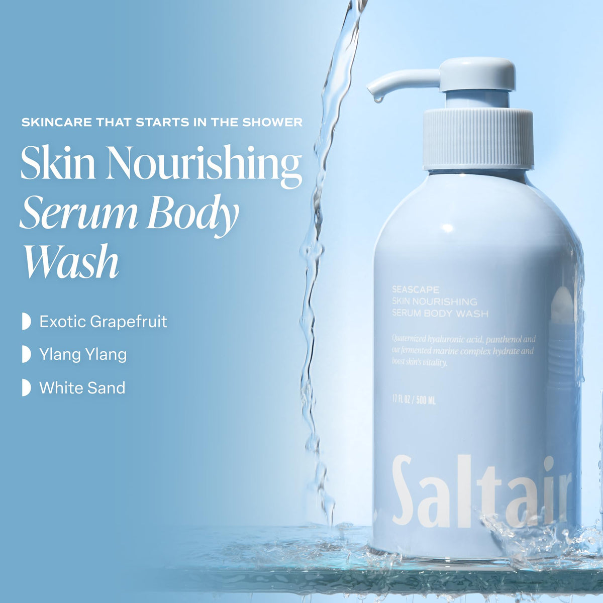 Saltair pump dispenser detail for easy one-handed use and controlled dosing