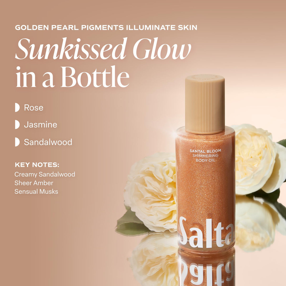 Close-up pour of Saltair oil texture showing shimmer and quick absorption
