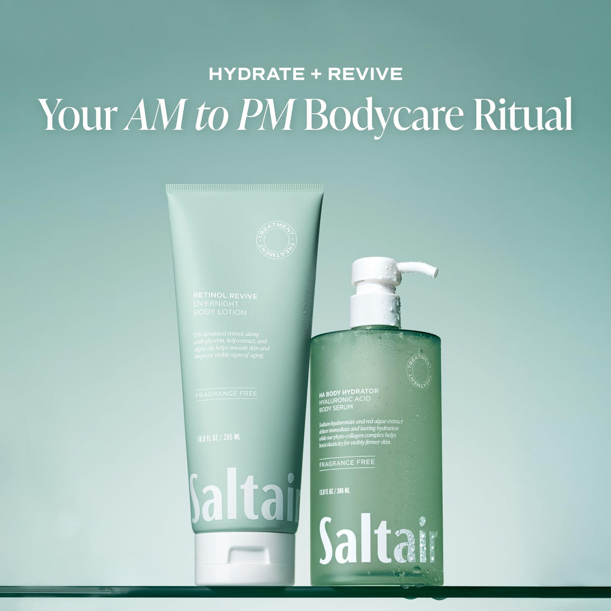 Saltair 13oz bottle next to common items showing true size