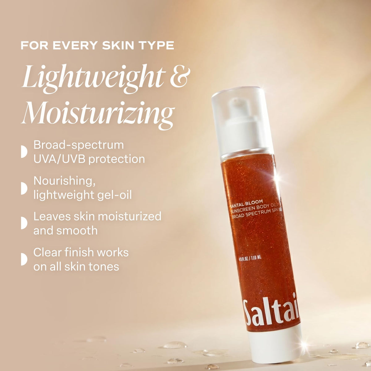 Saltair application on arm demonstrating smooth coverage and dewy glow