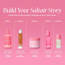 Saltair next to travel essentials showing 4 fl oz convenience benefit