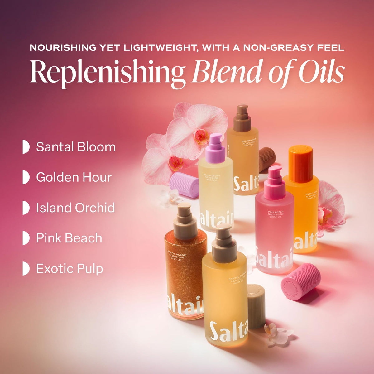 Saltair oil droplet texture on skin showing quick absorption and glow