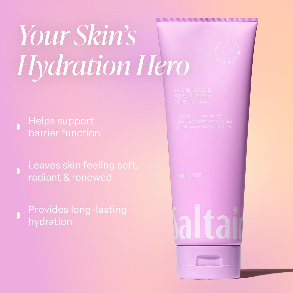 Saltair close-up of lotion texture showing creamy hydration and absorption