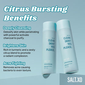 salt.xo in-shower use foam on shoulder illustrating effective body and facial cleansing