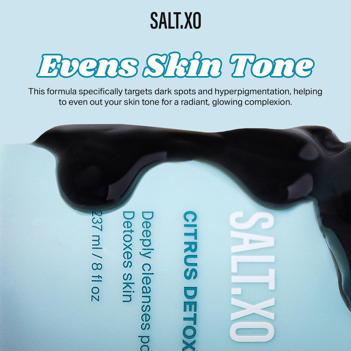 salt.xo ingredients label close-up showing citrus extracts and paraben-free claim for transparency