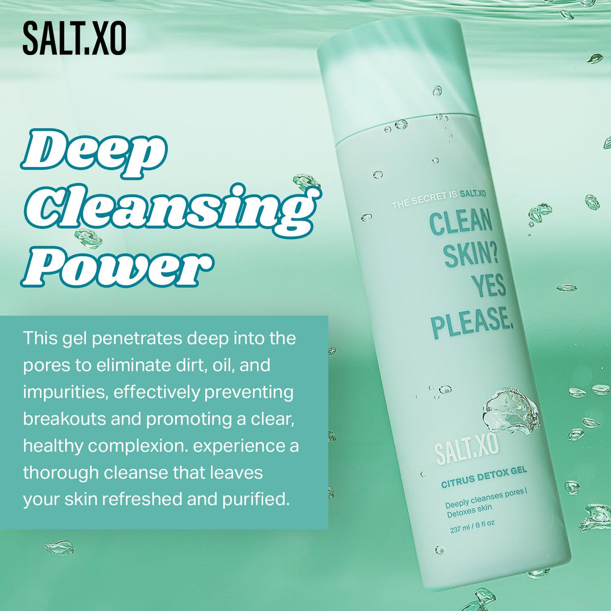 salt.xo pump dispensing gel onto hand demonstrating controlled dosing and minimal waste