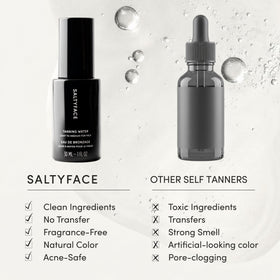 SALTYFACE applied to face and neck demonstrating even blend and natural-looking glow