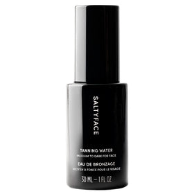 SALTYFACE front bottle view showing compact packaging and easy misting benefit