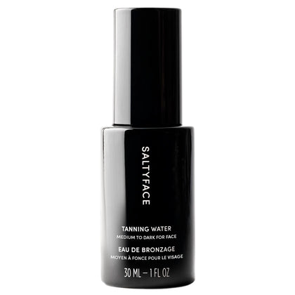 SALTYFACE front bottle view showing compact packaging and easy misting benefit