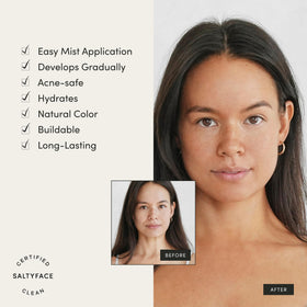 SALTYFACE texture droplet on skin highlighting water-light formula and hydration