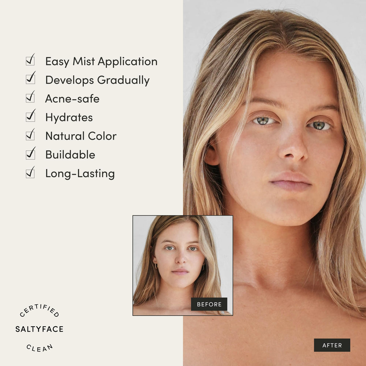 SALTYFACE texture on hand illustrating lightweight water-based feel and quick absorption