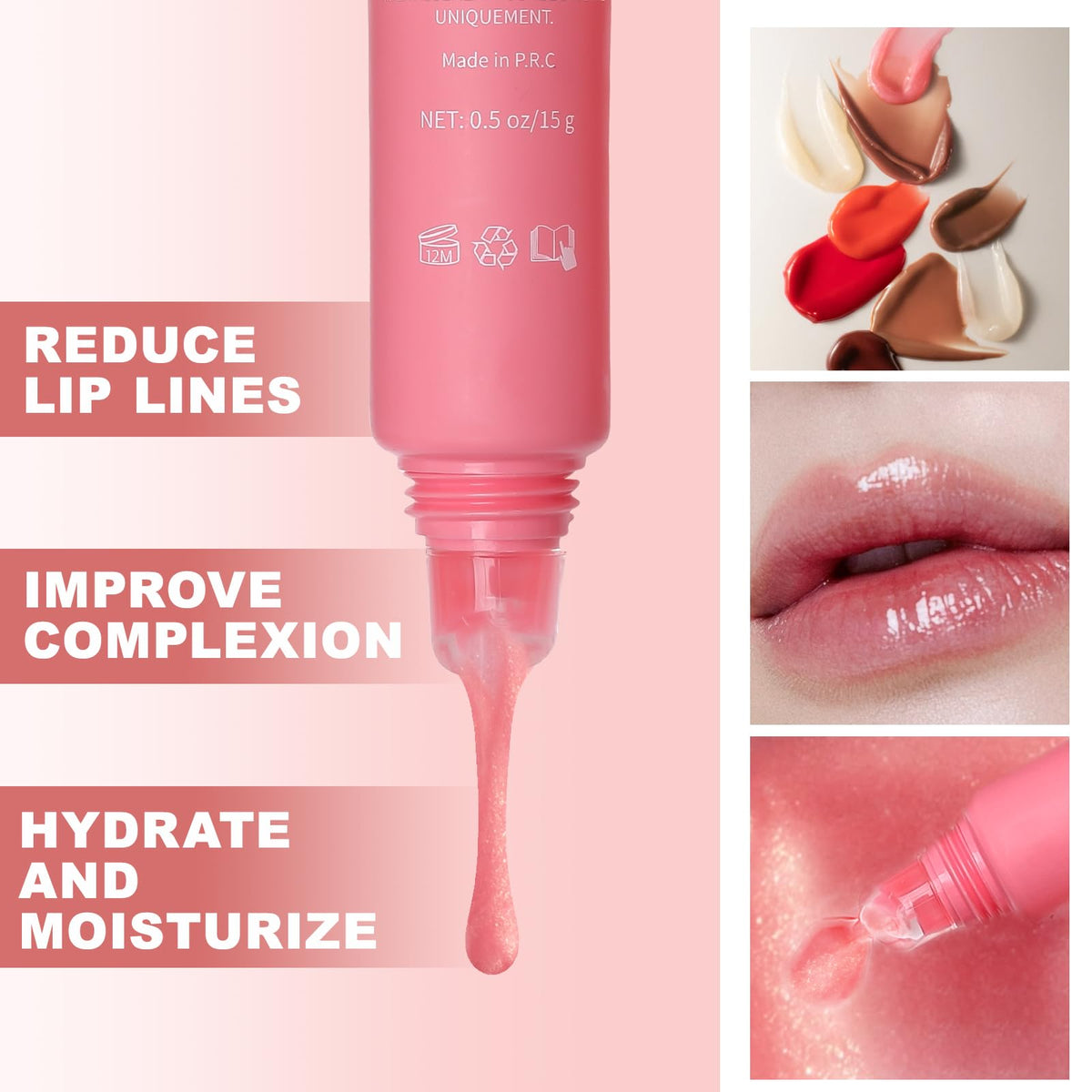 Samfeel lip in use with Pink Sugar tint illustrating instant moisture and subtle color