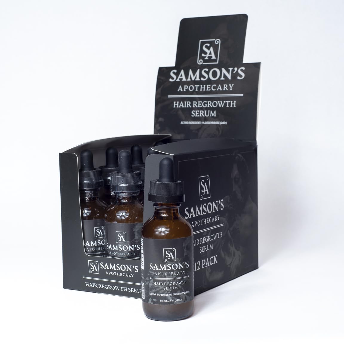 Samson's Apothecary dropper dispensing precise serum drops for controlled application