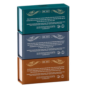 San Francisco Soap Company individual bars lined up highlighting three scents