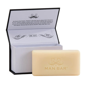 San Francisco Soap Company Midnight Amber bar close-up showing latherable surface and scent depth