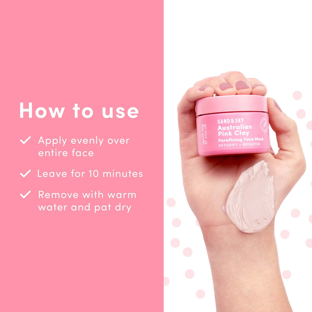 Sand & Sky jar on a bathroom shelf styled for at-home spa routine benefit