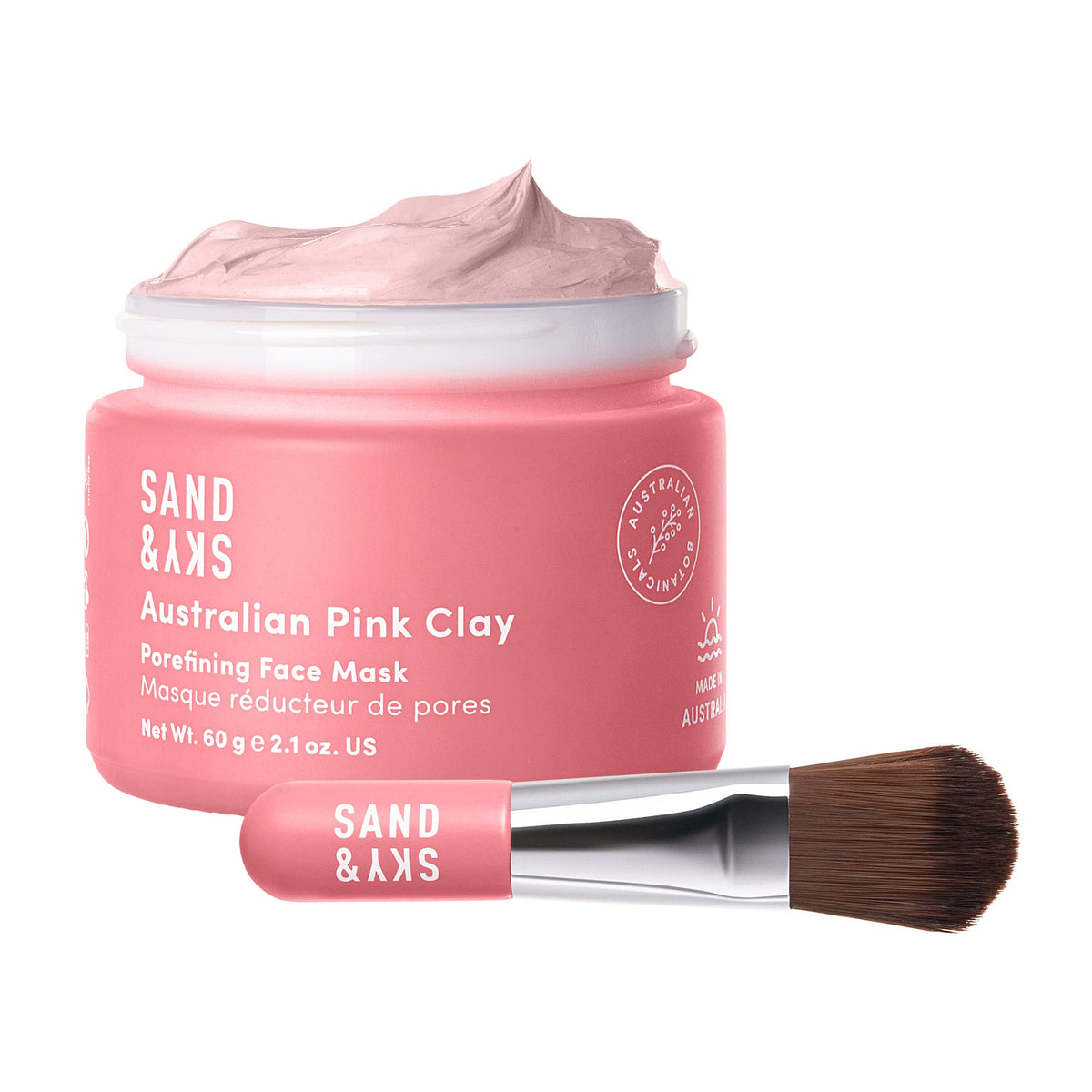Sand & Sky front jar showing product and branding for easy identification