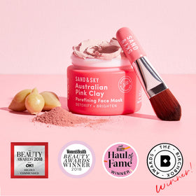 Sand & Sky open jar showing creamy pink clay texture for smooth application