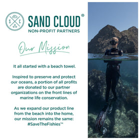 Sand Cloud styled in bathroom setting showing quick-dry convenience and minimalist design