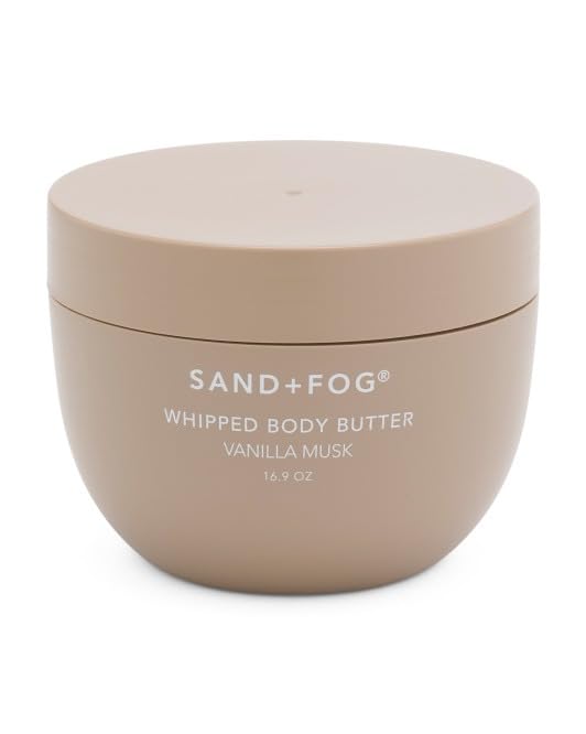 Sand + Fog jar front view showing creamy butter and easy-access lid for indulgent hydration