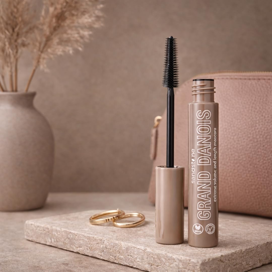 Sandstone Scandinavia mascara texture swipe illustrating smooth, buildable formula benefit
