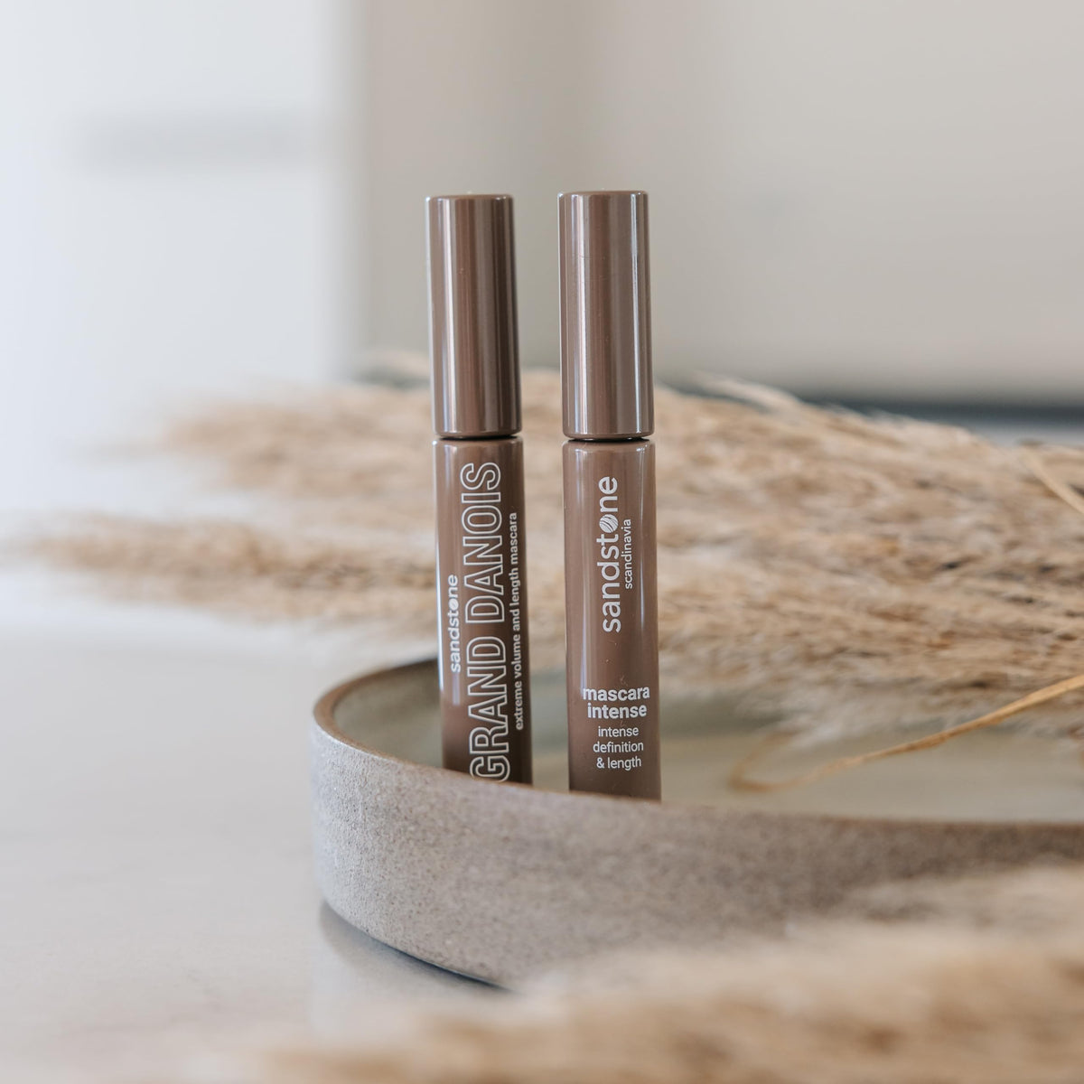 Sandstone Scandinavia mascara on vanity styling for daily routine and sensitive-eye friendly benefit