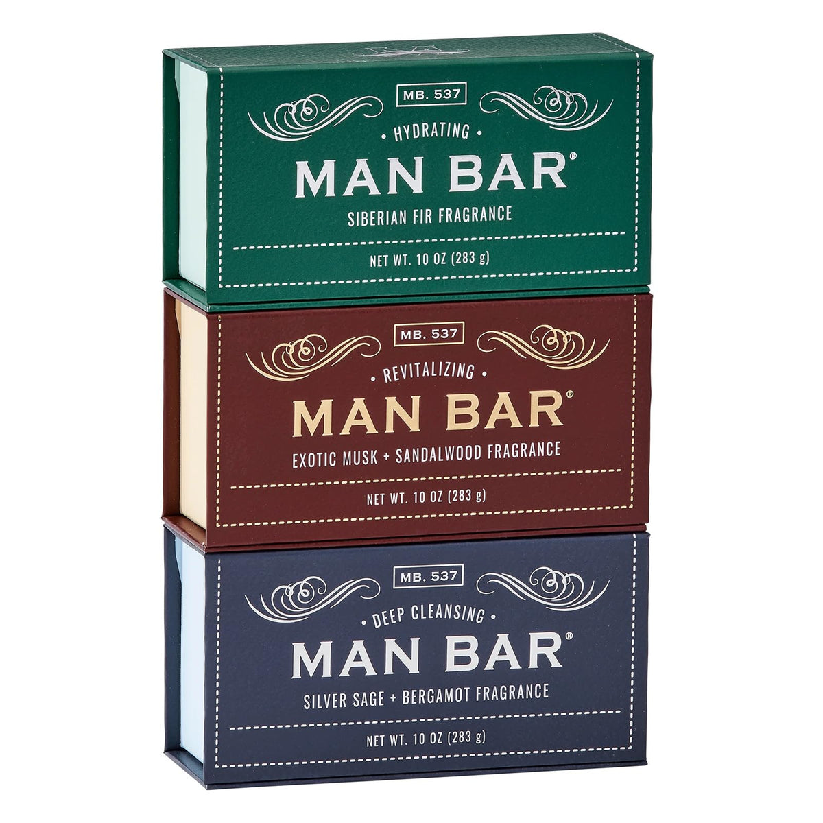 San Francisco Soap Company front packaging showing three-man-bar set and gift-ready look