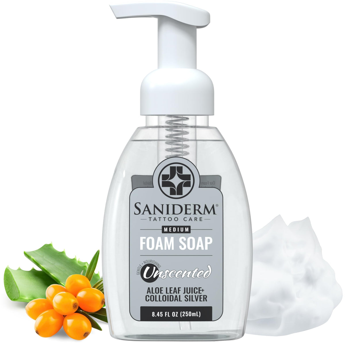 Saniderm front packaging showing product and gentle formulation benefits
