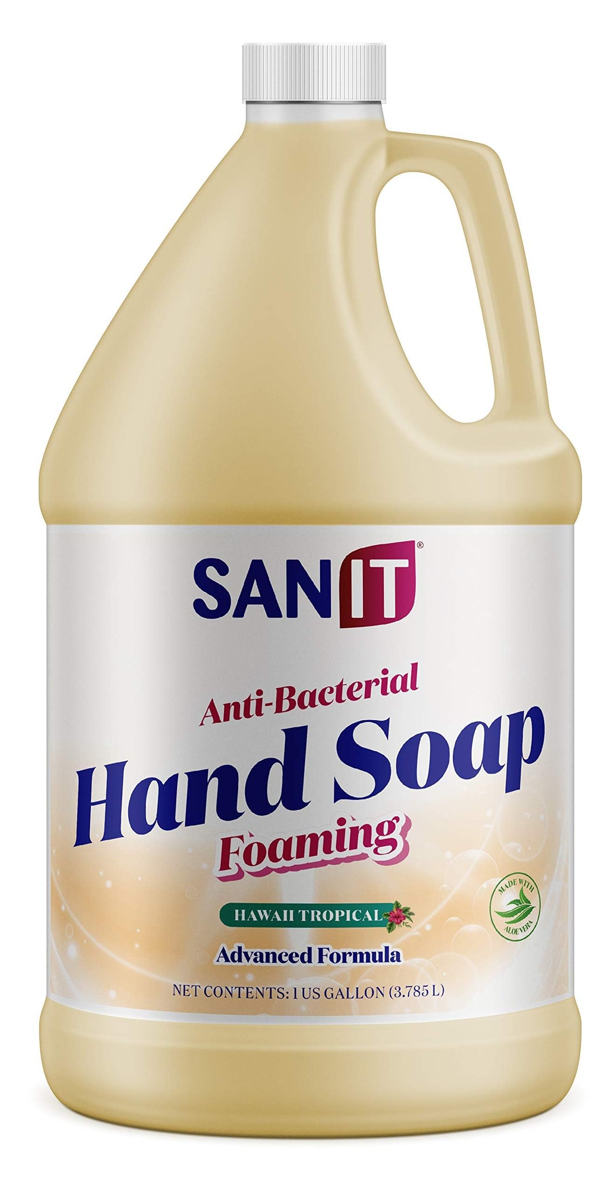 Sanit front label of 1 gallon refill showing product name and scent benefits