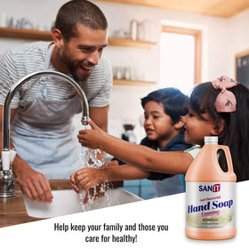 Sanit refill placed at a home bathroom station showing neat, convenient use