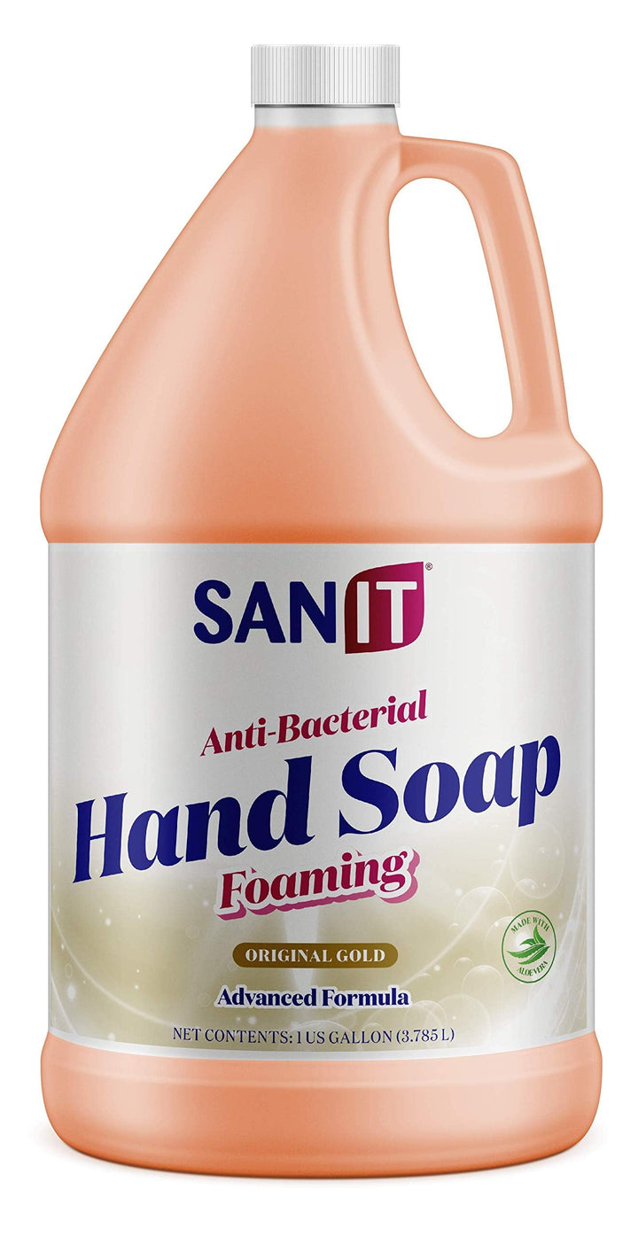 Sanit one-gallon bottle front label showing product name and benefits