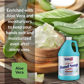 Sanit ingredient callout featuring Aloe Vera to highlight moisturizing benefit