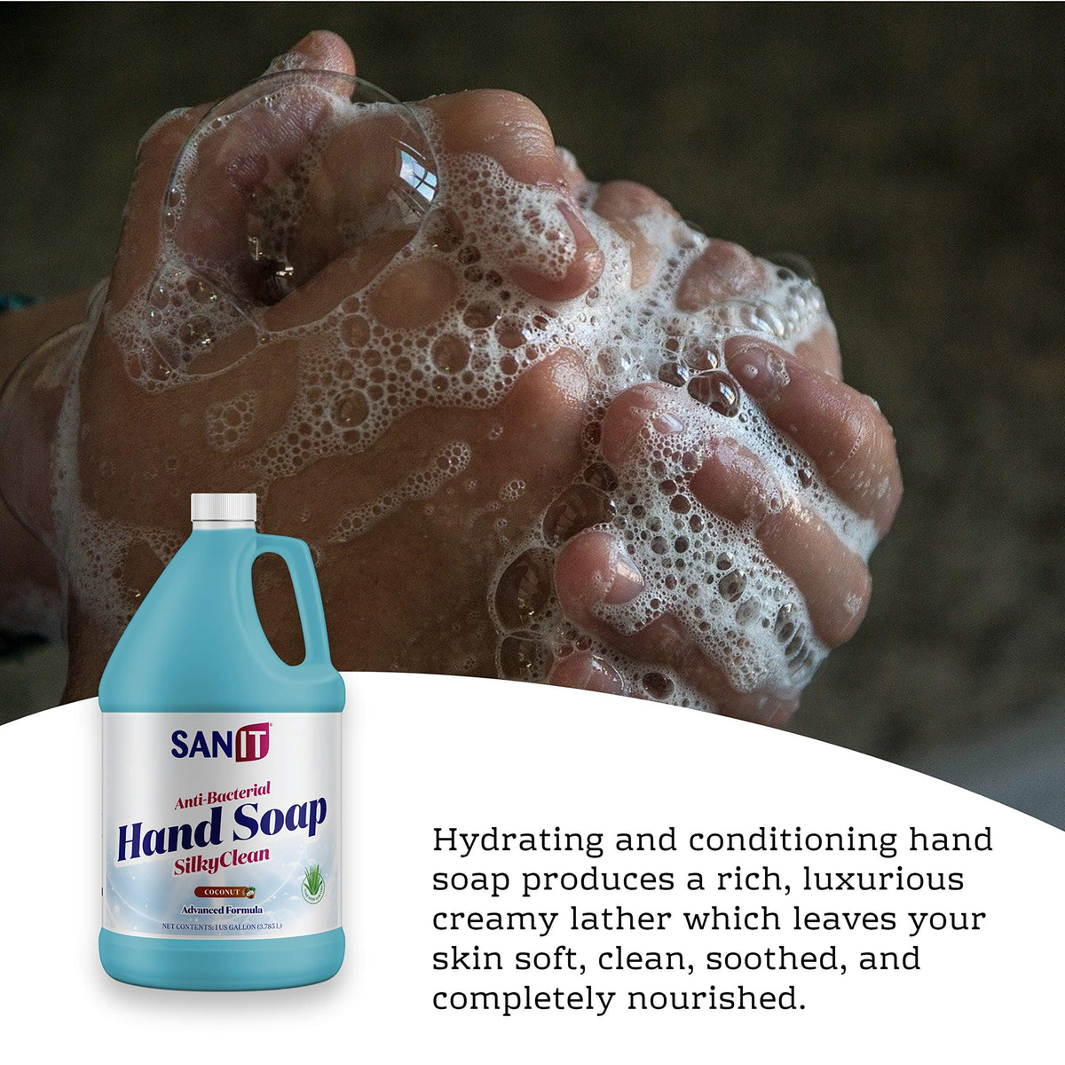 Sanit Silky Clean label detail with ingredients callout for ingredient transparency