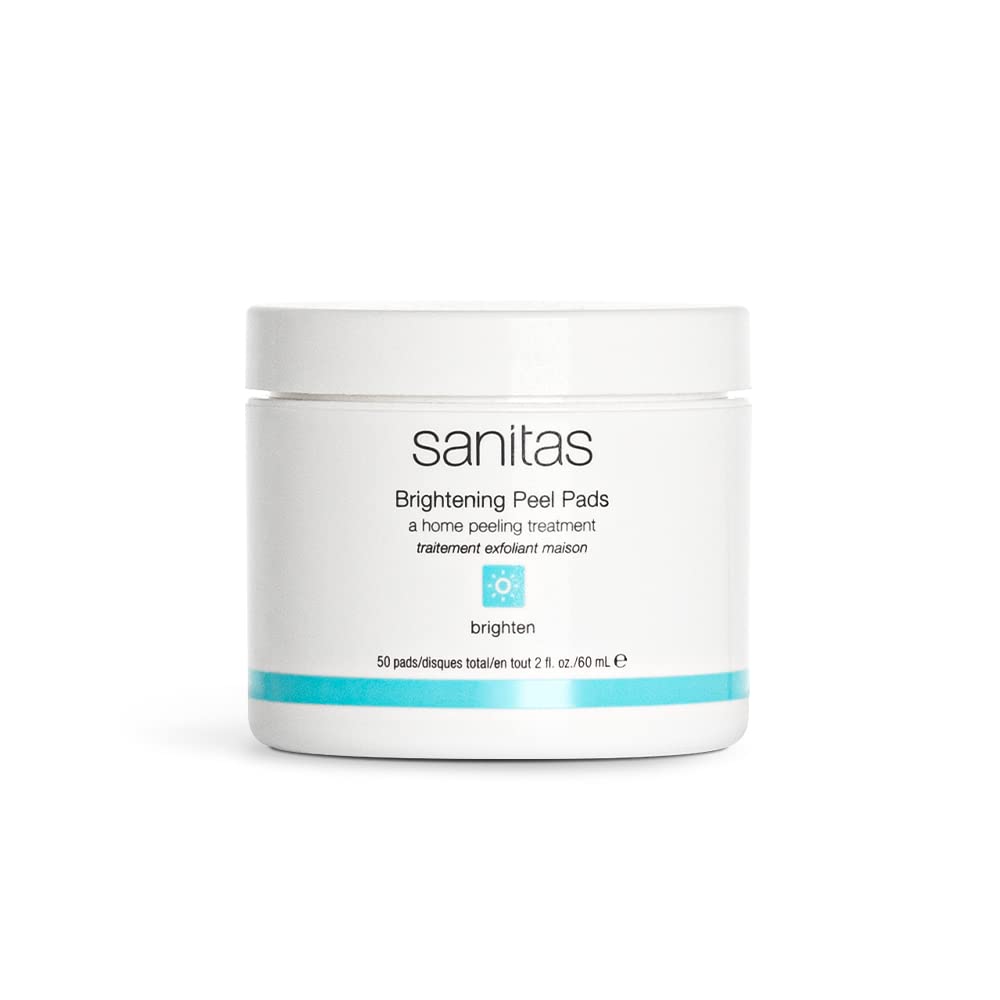 Sanitas front packaging showing pad jar and label, clear product benefit