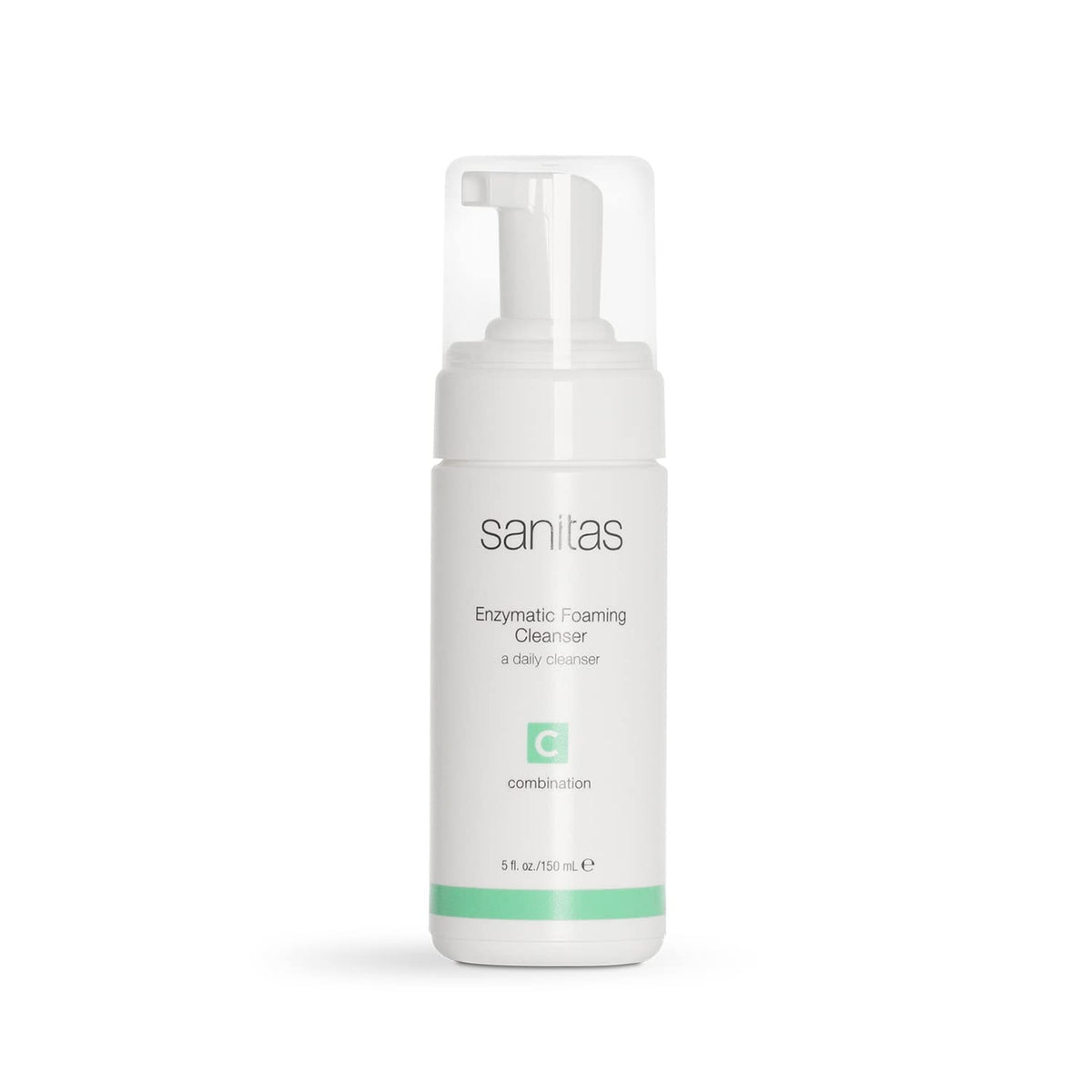 Sanitas cleanser front pouch showing label and 5 ounce size benefit