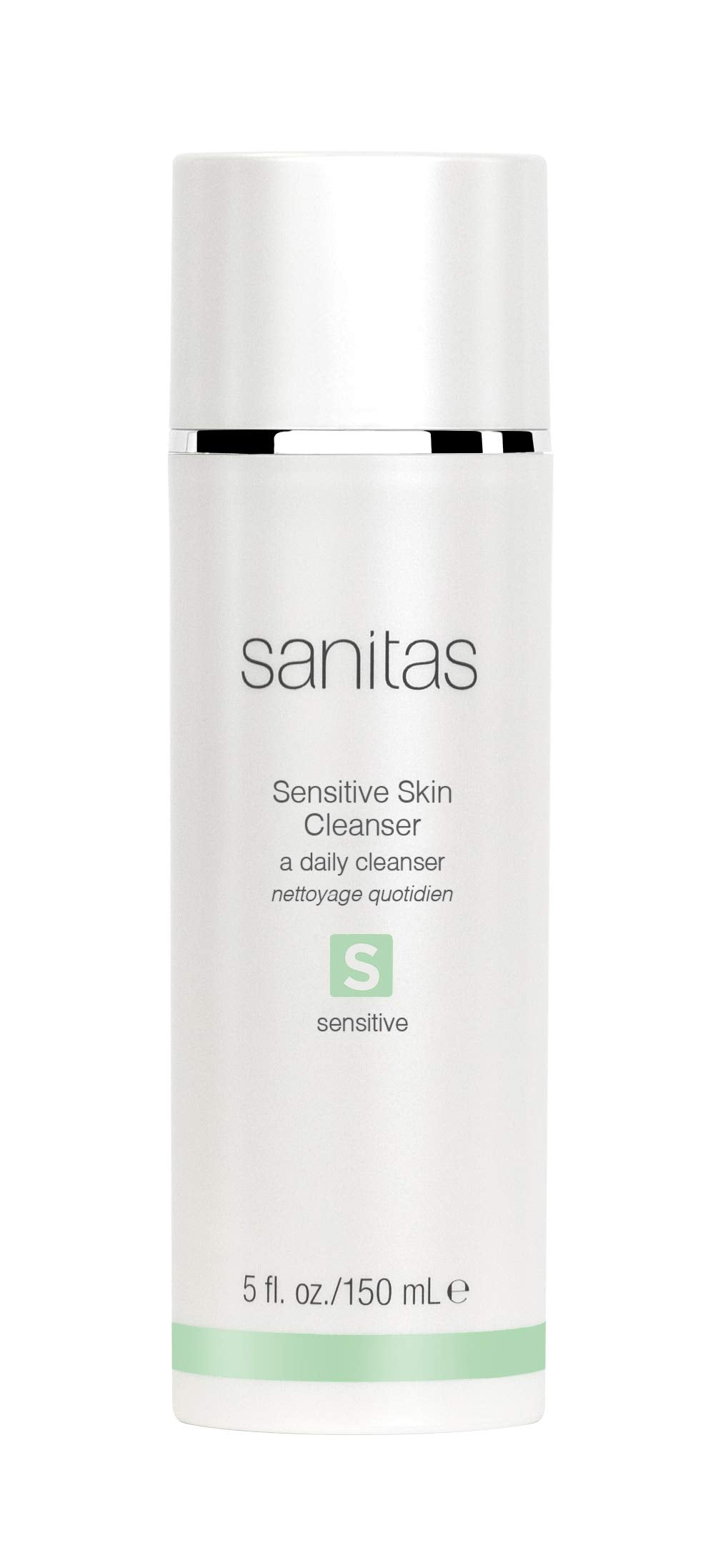 Sanitas front packaging showing 5 oz bottle and product benefits for gentle cleansing