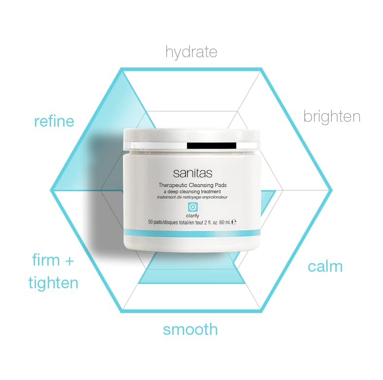 Sanitas pad in hand wiping cheek for quick, convenient treatment