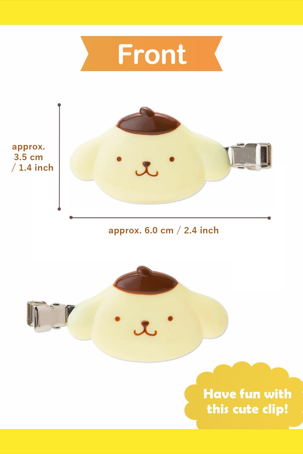 SanrioOriginal Pompompurin beside hand to show compact size and portability