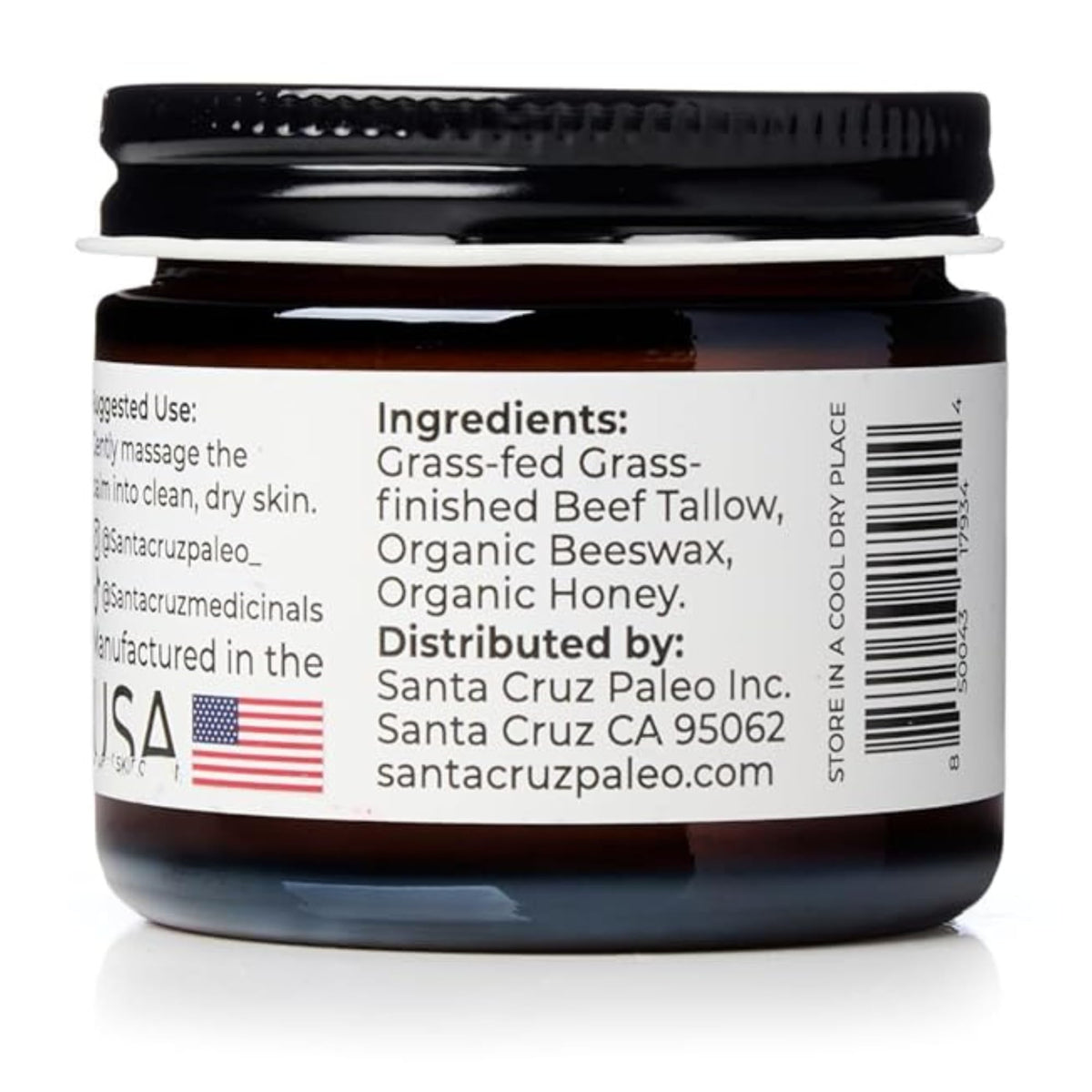 Santa Cruz Paleo balm on hand demonstrating easy spreadability and control