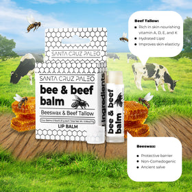 Santa Cruz Paleo beeswax and grass-fed tallow ingredients displayed for natural formulation