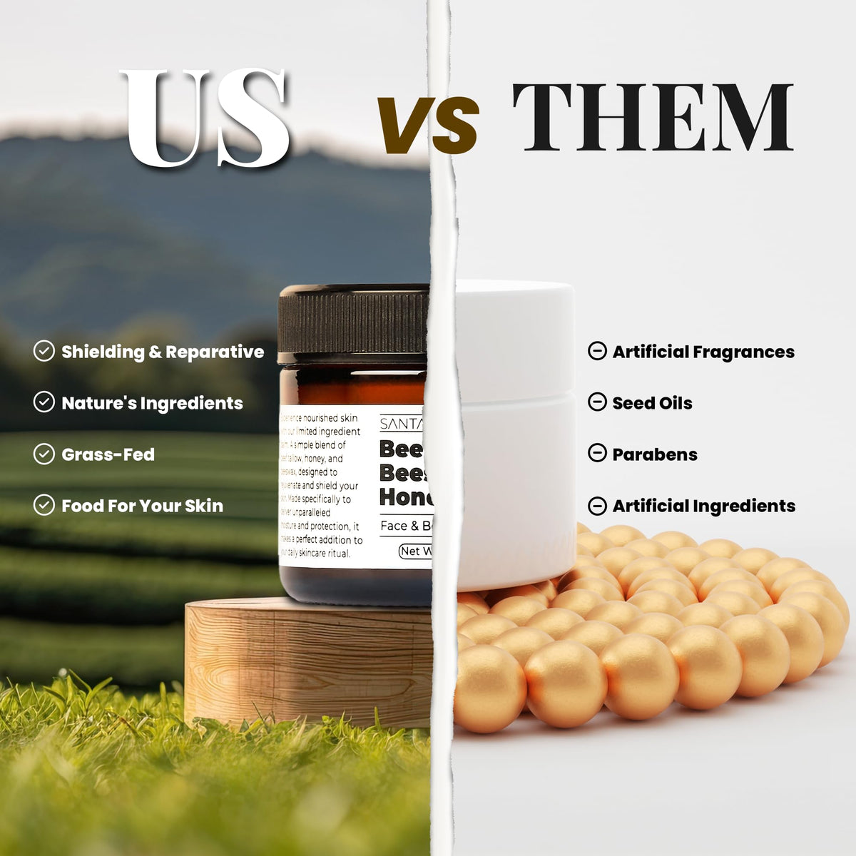 Santa Cruz Paleo beef tallow ingredient display highlighting skin-lipid support