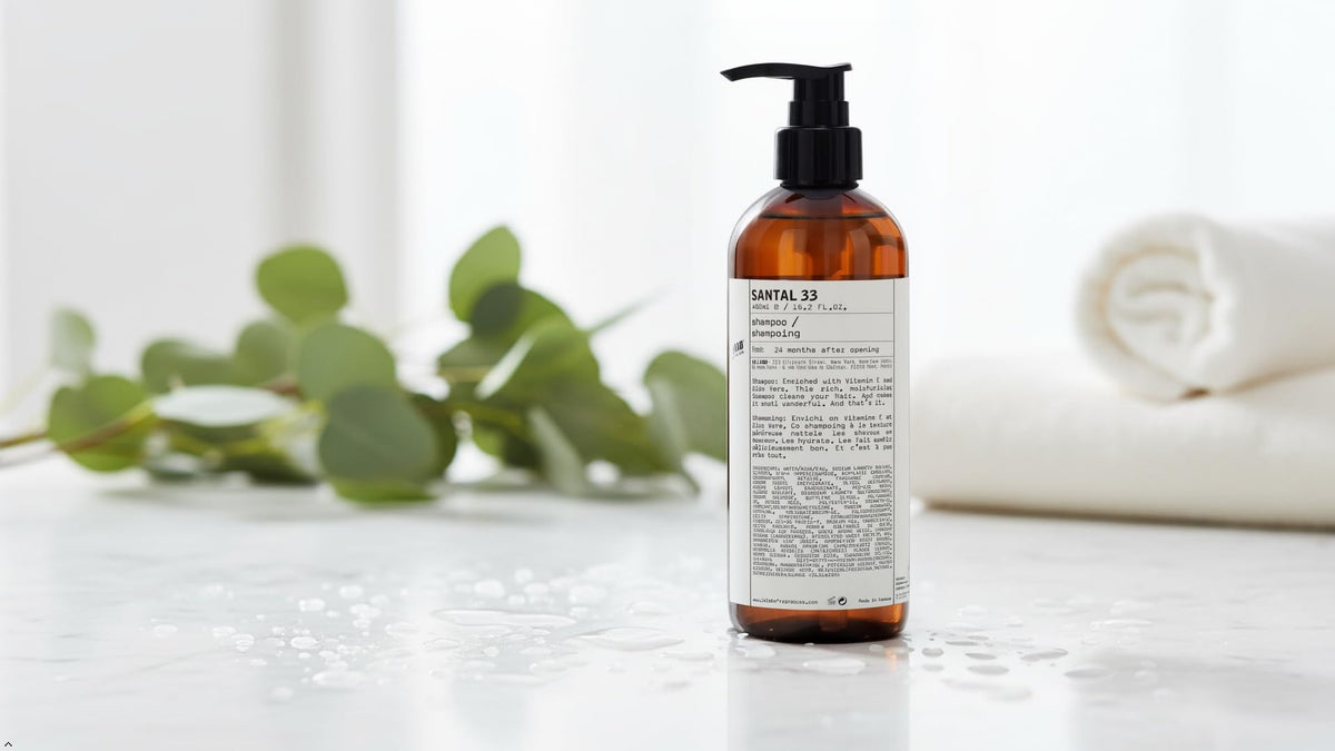Santal 33 LeLabo pump and cap detail, easy dispensing and travel convenience