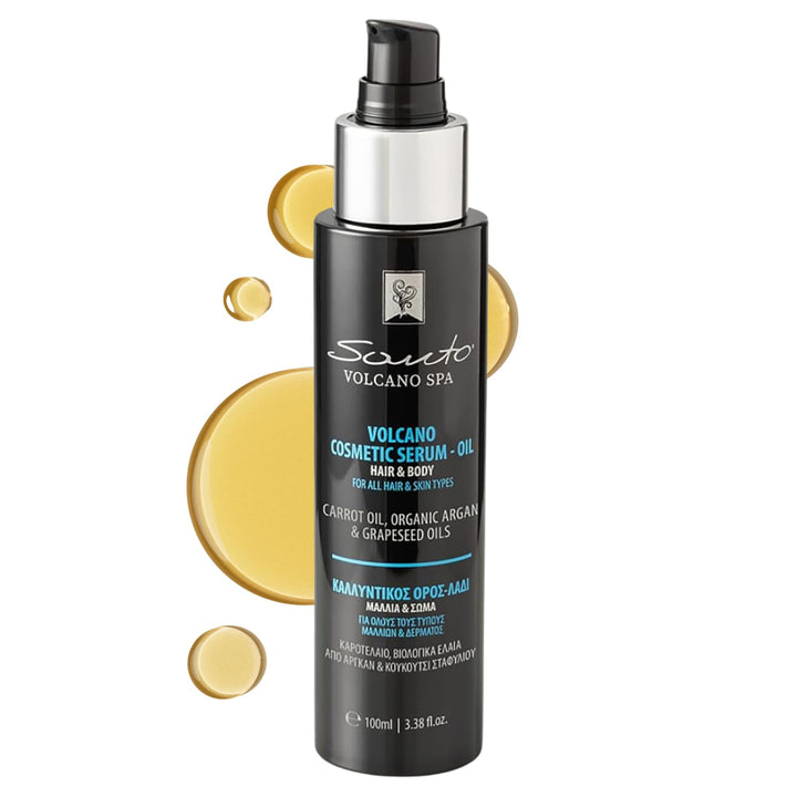 Santo Volcano front packaging showing elegant bottle and 100ml size benefit