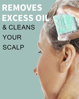 SAPHUS shampoo bar producing lather in hand for effective oil control