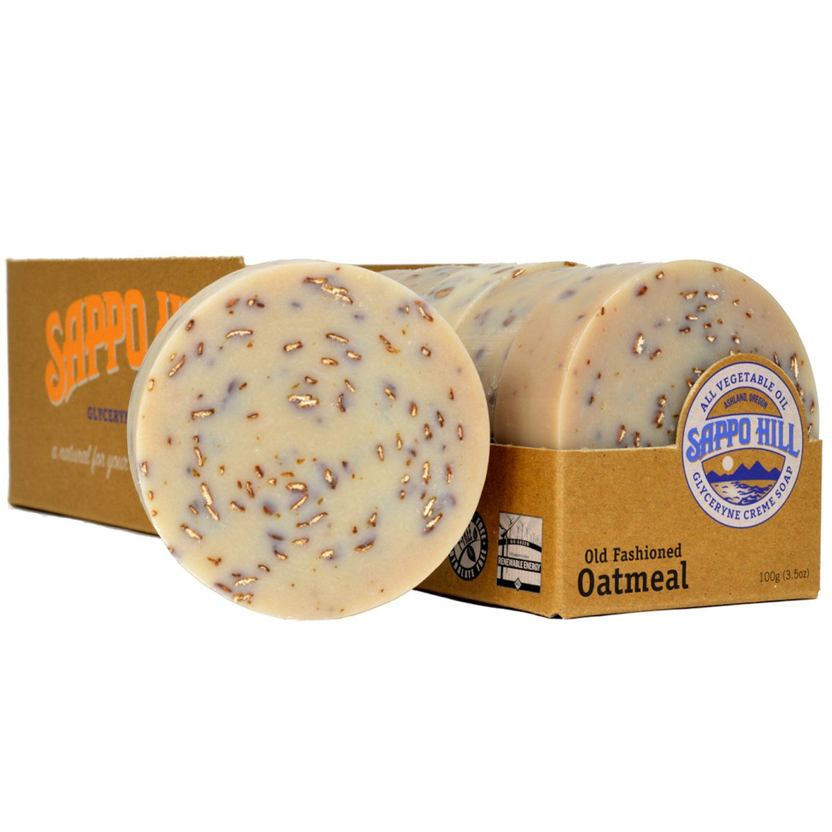 Sappo Hill bar front packaging showing natural oatmeal and glycerine benefits